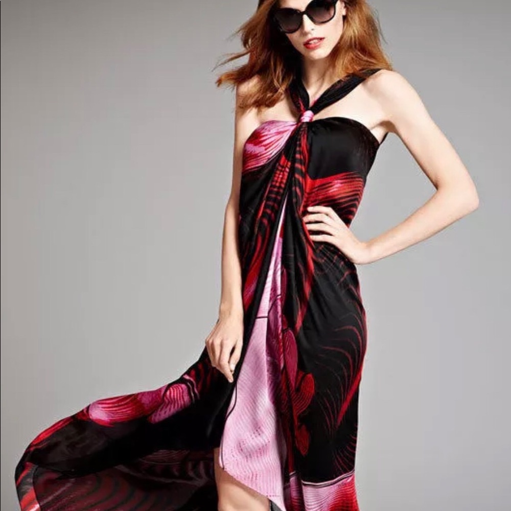 Roberto Cavalli Floral Swirl Print Chiffon Dress